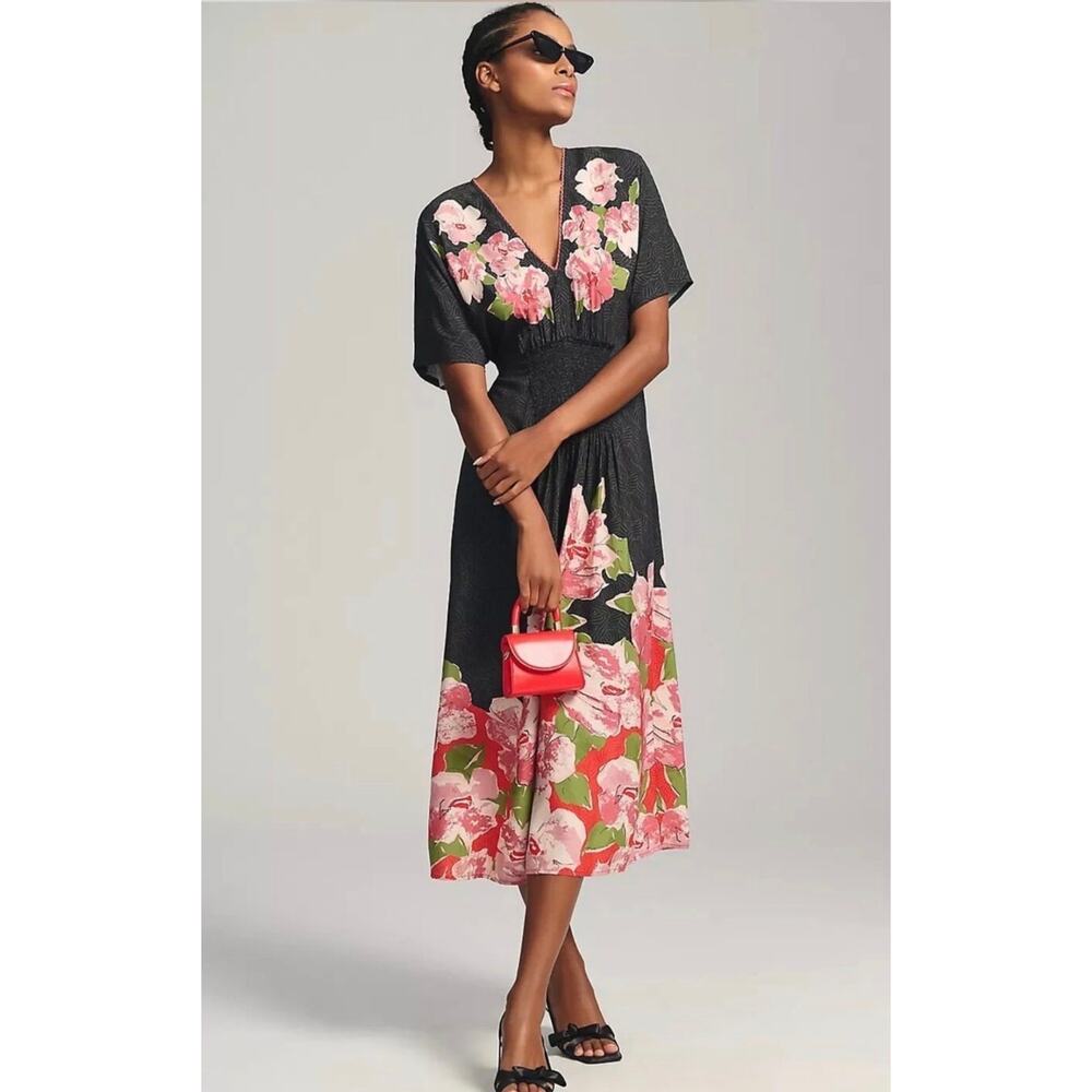 Anthropologie Blank London Tatiana Floral Kaftan Midi One Size